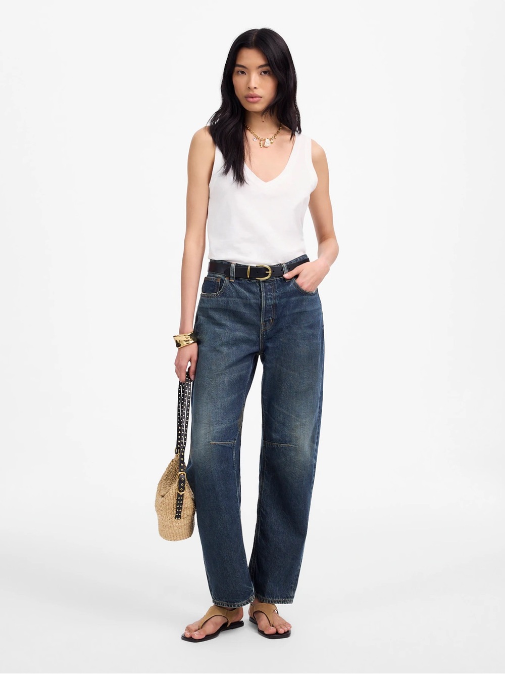 Madewell Dark Blue High-Rise Straight Jeans